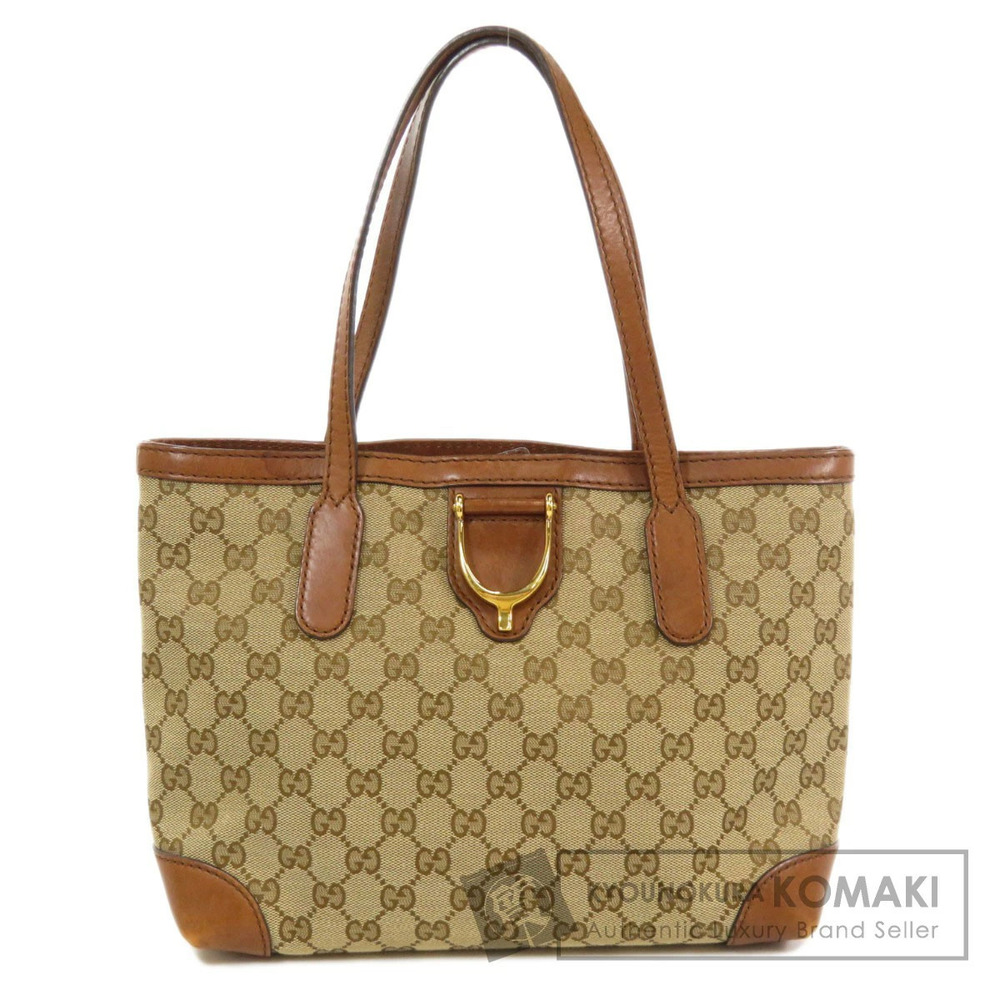Gucci GG Canvas Stirrup tote bag tan leather stirrup Brown